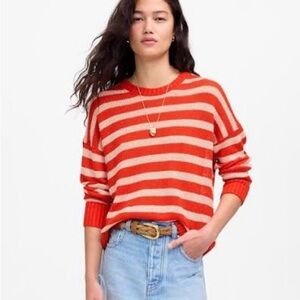 Madewell Striped Red and Cream Women's Sweater